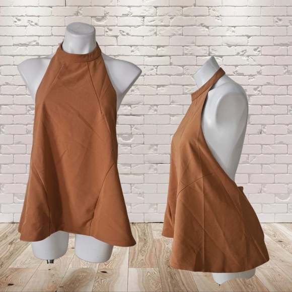 NWT/ NUDE Stylish Tan Halter Top - Picture 1 of 3